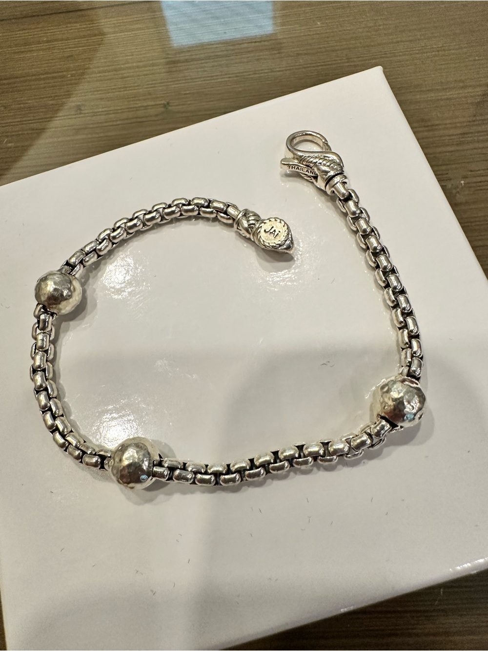JAI John Hardy .925 Sterling 2.7 mm Box Chain Station Bracelet